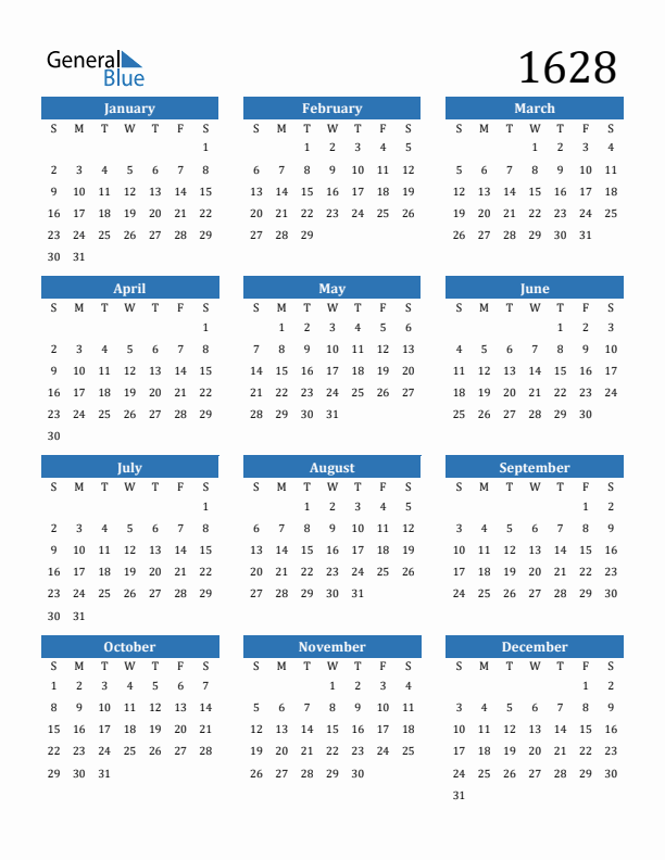 1628 Calendar