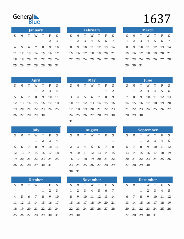 1637 Calendar