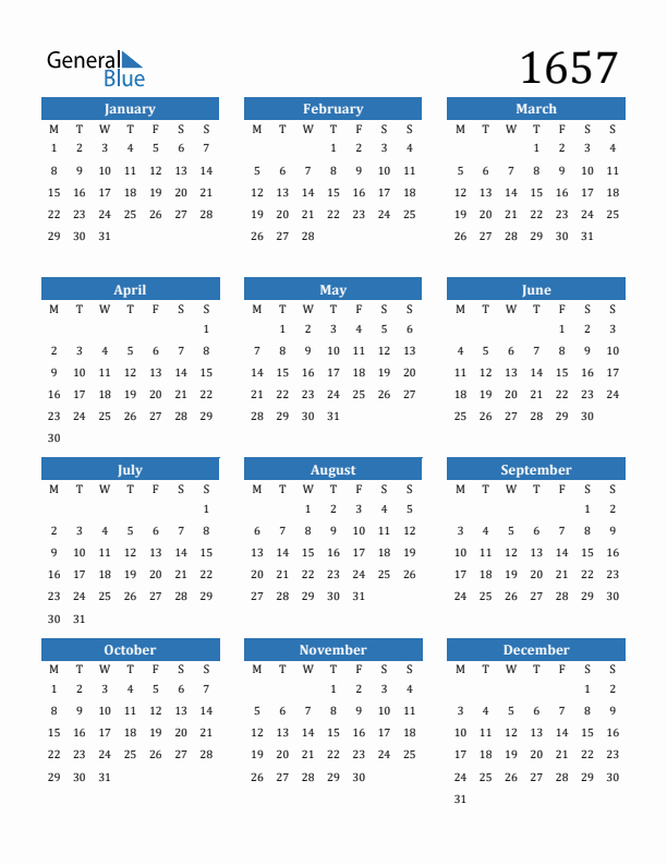 1657 Calendar