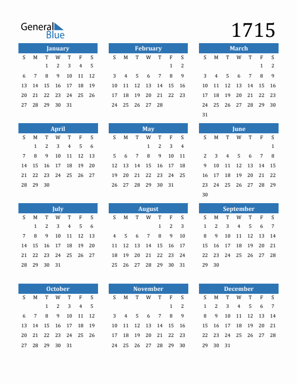 1715 Calendar