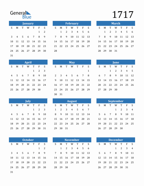 1717 Calendar