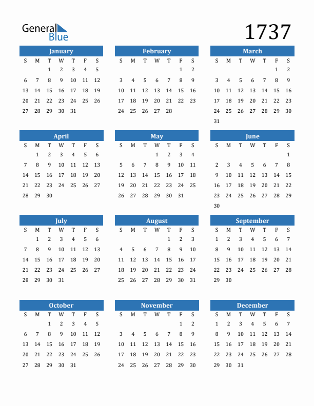 1737 Calendar