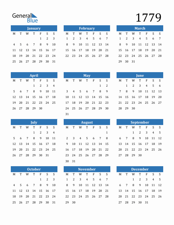 1779 Calendar