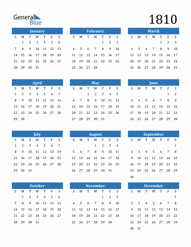 1810 Calendar