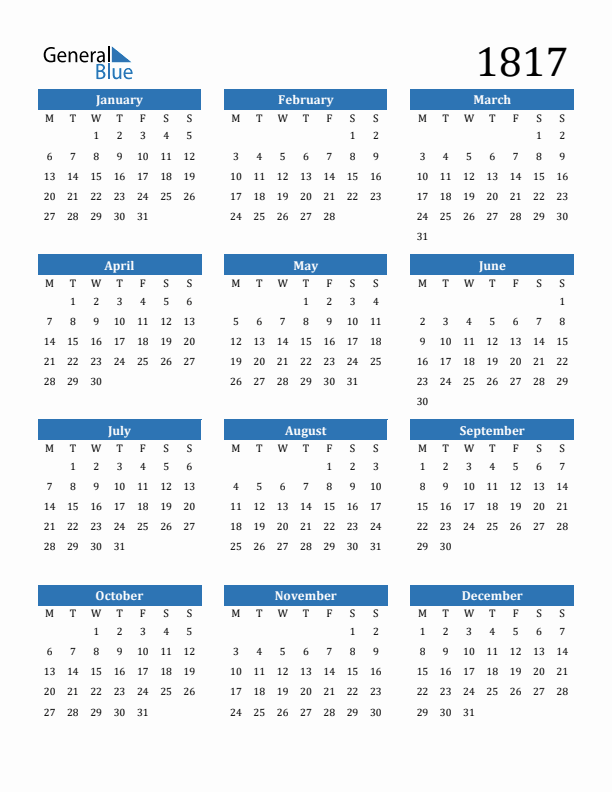 1817 Calendar