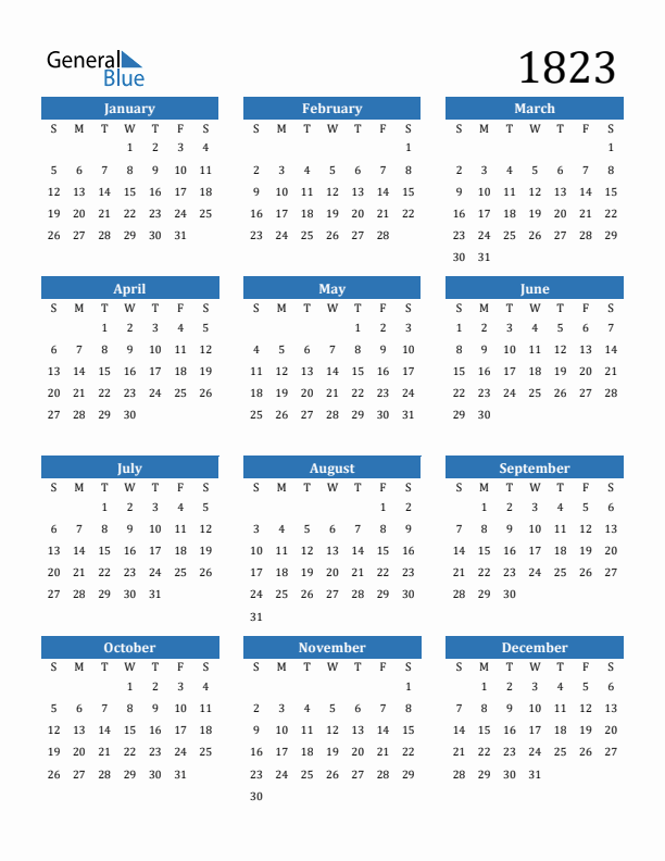 1823 Calendar