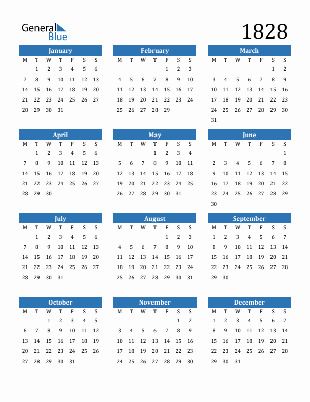 1828 Calendar