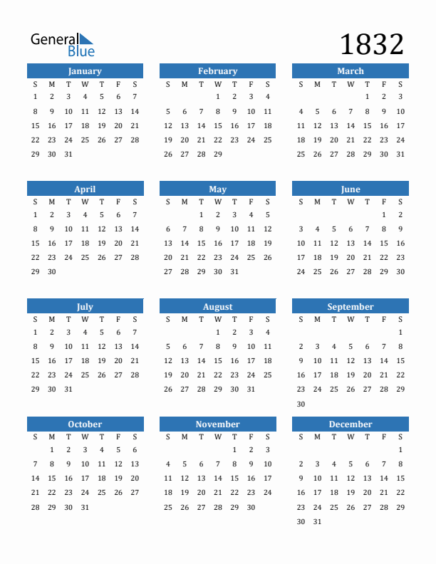 1832 Calendar