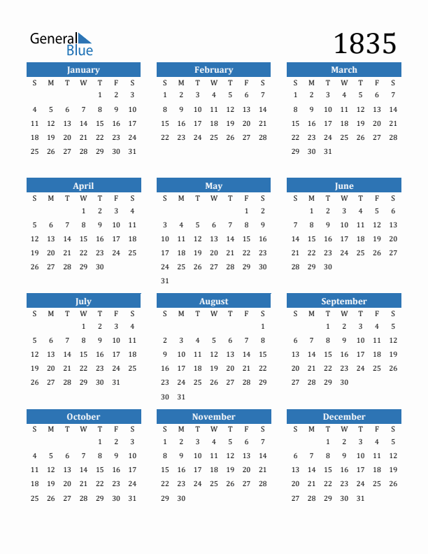 1835 Calendar