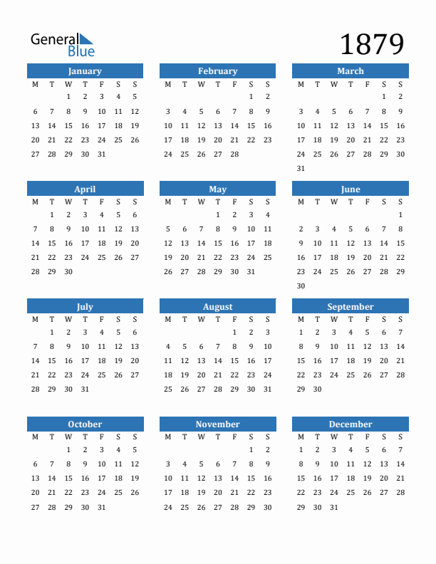 1879 Calendar