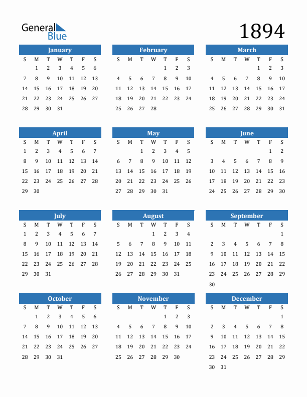 1894 Calendar