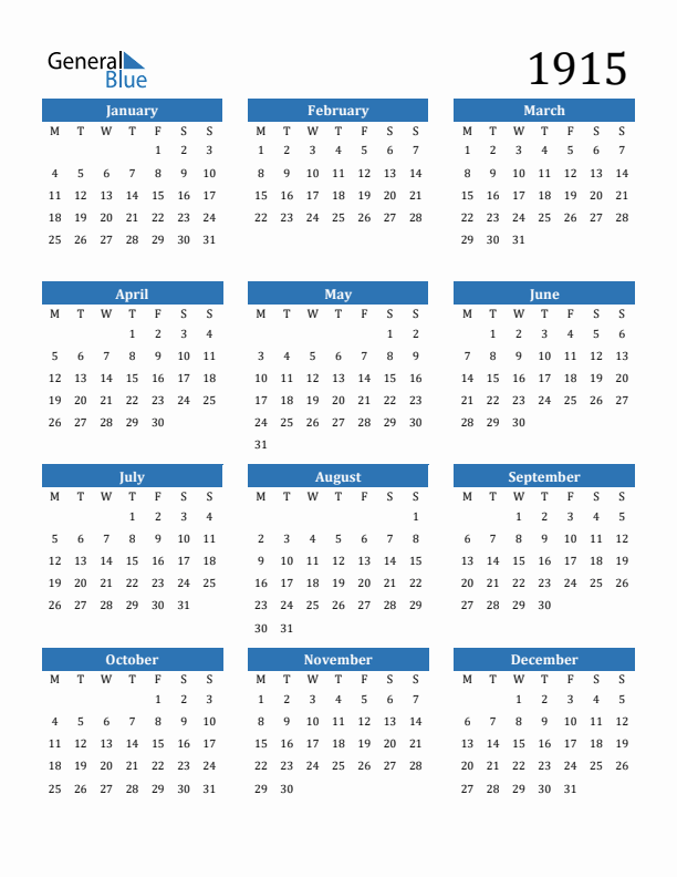 1915 Calendar