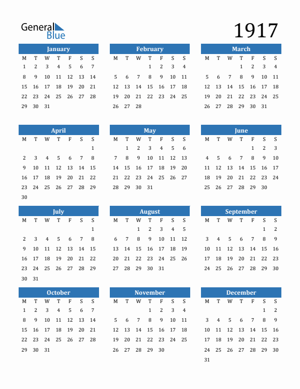 1917 Calendar