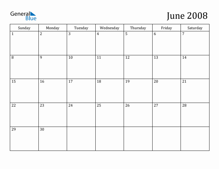 June 2008 Calendar