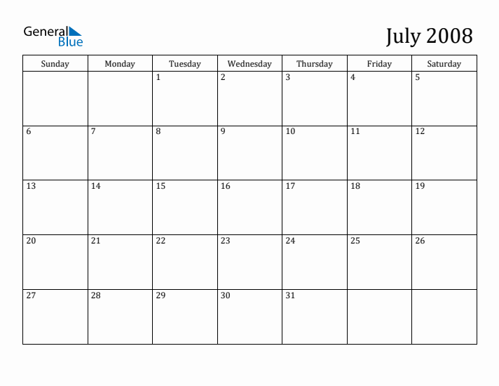 July 2008 Calendar