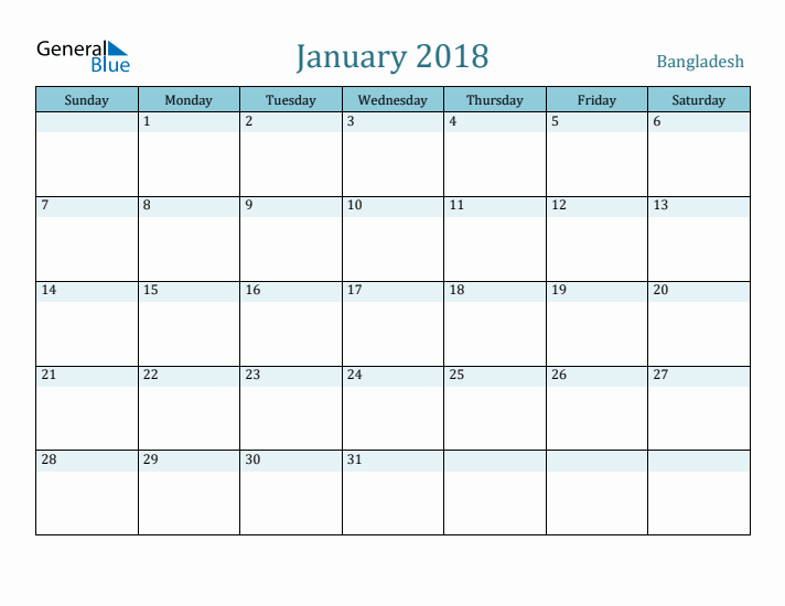 January 2018 Calendar with Holidays