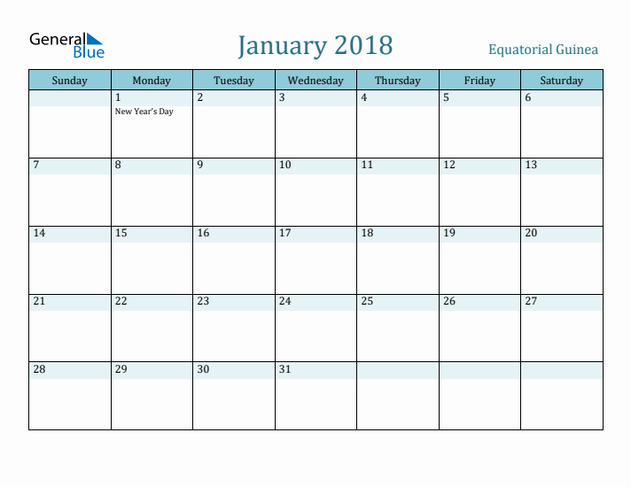 January 2018 Calendar with Holidays