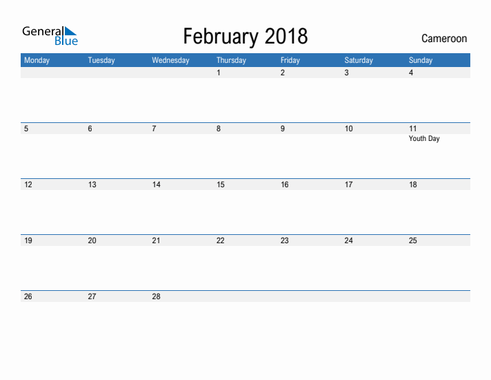 Fillable February 2018 Calendar