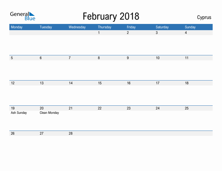 Fillable February 2018 Calendar