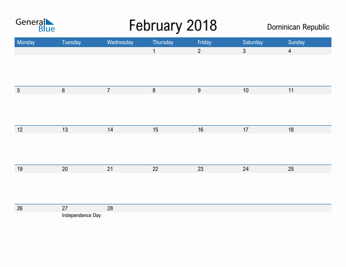 Fillable February 2018 Calendar