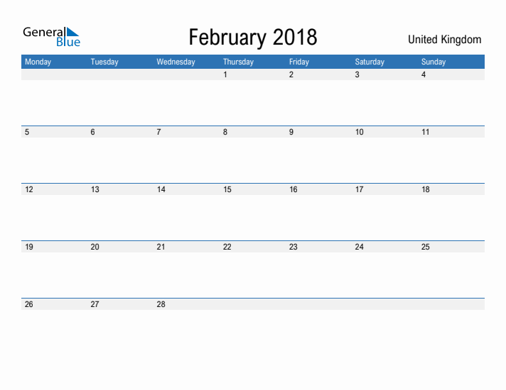 Fillable February 2018 Calendar