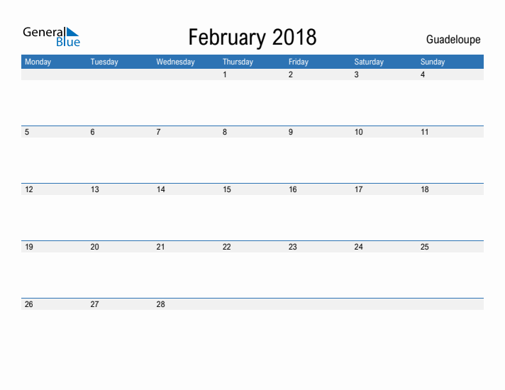 Fillable February 2018 Calendar