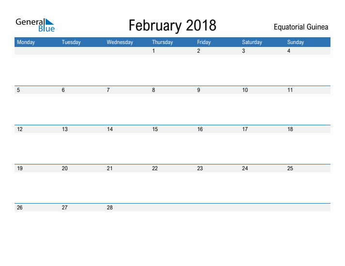 Fillable February 2018 Calendar