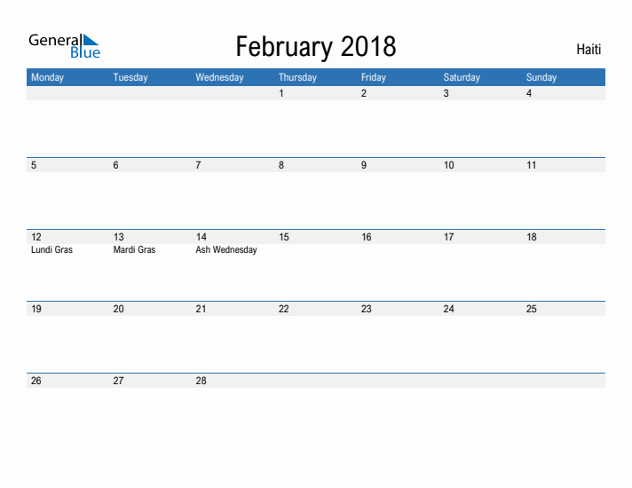 Fillable February 2018 Calendar