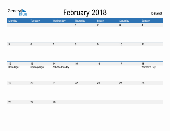 Fillable February 2018 Calendar