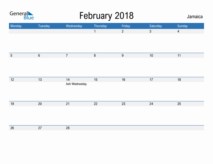 Fillable February 2018 Calendar