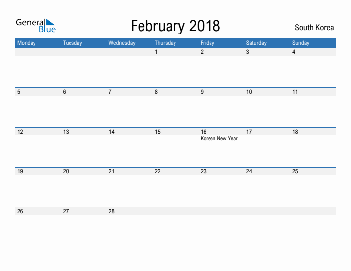 Fillable February 2018 Calendar