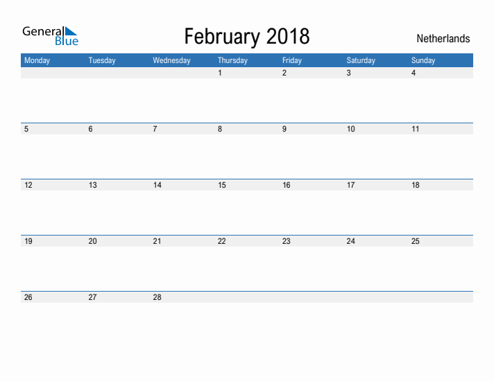 Fillable February 2018 Calendar