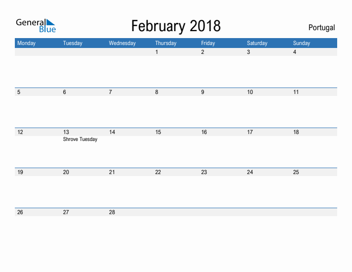 Fillable February 2018 Calendar