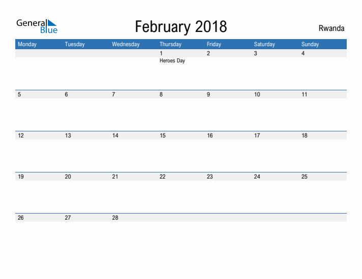 Fillable February 2018 Calendar