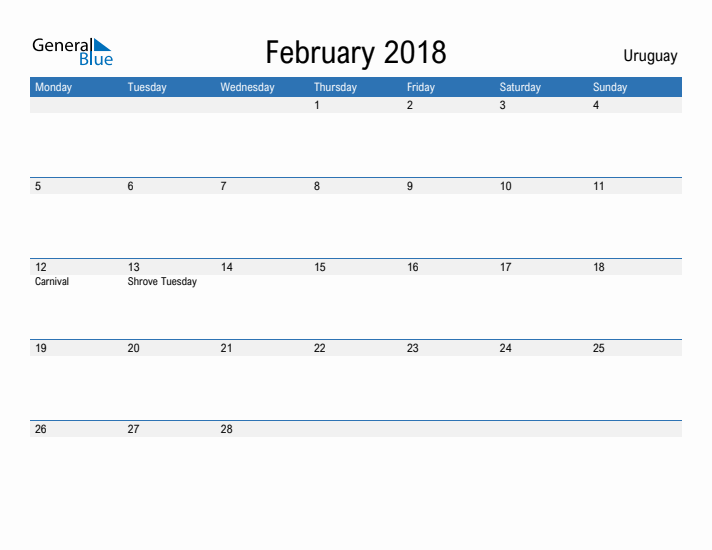 Fillable February 2018 Calendar