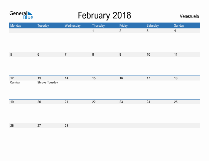 Fillable February 2018 Calendar