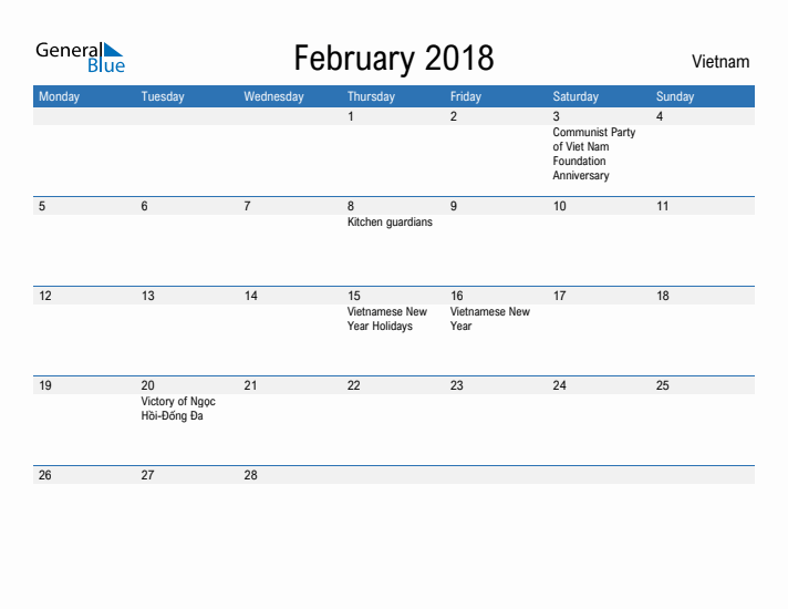 Fillable February 2018 Calendar