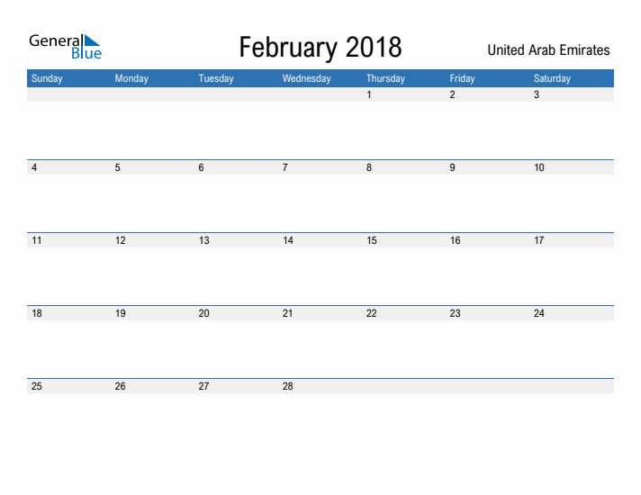 Fillable February 2018 Calendar