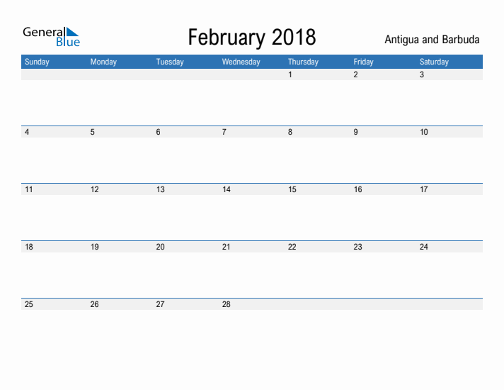 Fillable February 2018 Calendar