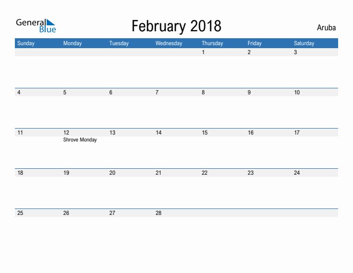 Fillable February 2018 Calendar