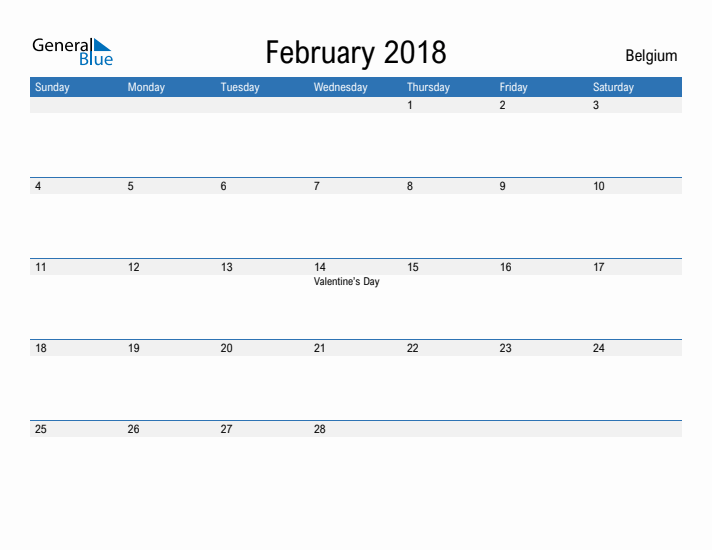 Fillable February 2018 Calendar