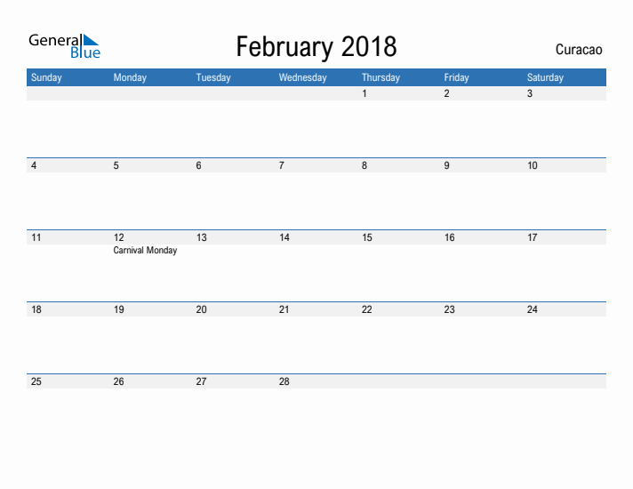 Fillable February 2018 Calendar