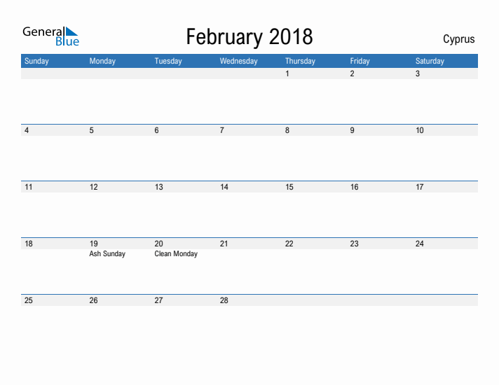 Fillable February 2018 Calendar