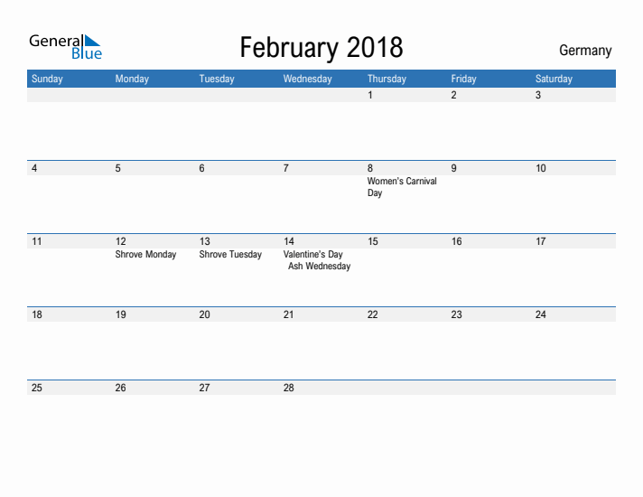 Fillable February 2018 Calendar