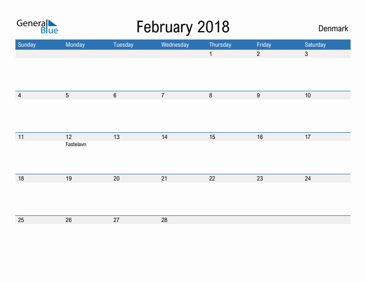 Fillable February 2018 Calendar