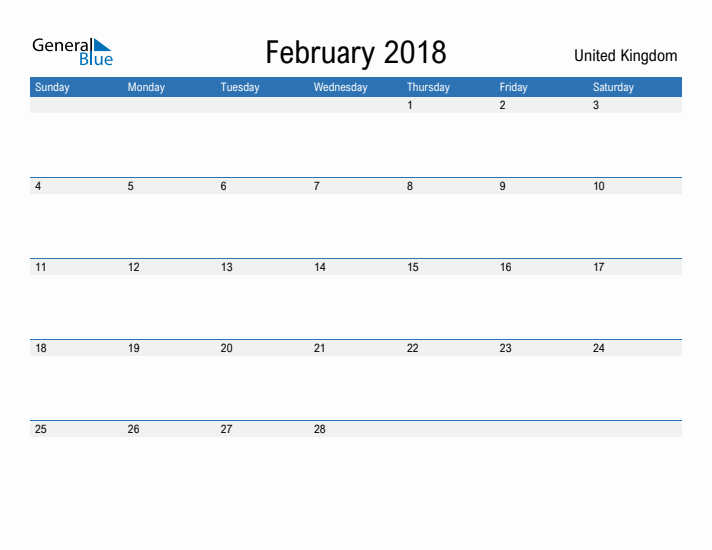 Fillable February 2018 Calendar