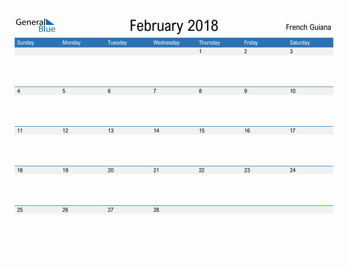 Fillable February 2018 Calendar