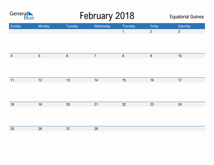 Fillable February 2018 Calendar