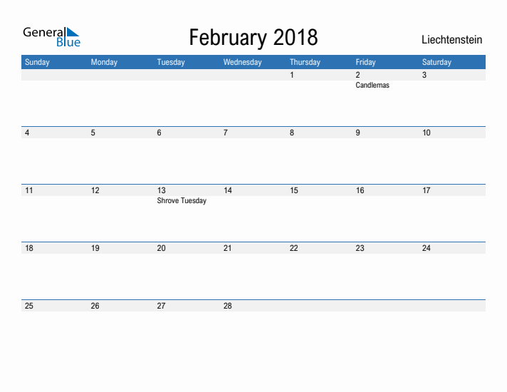 Fillable February 2018 Calendar