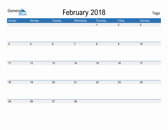 Fillable February 2018 Calendar